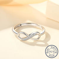 Anillo de plata de ley 925 de 2 g con diseño de infinito de moda, circonita brillante con incrustaciones, joyería ajustable para - details 0