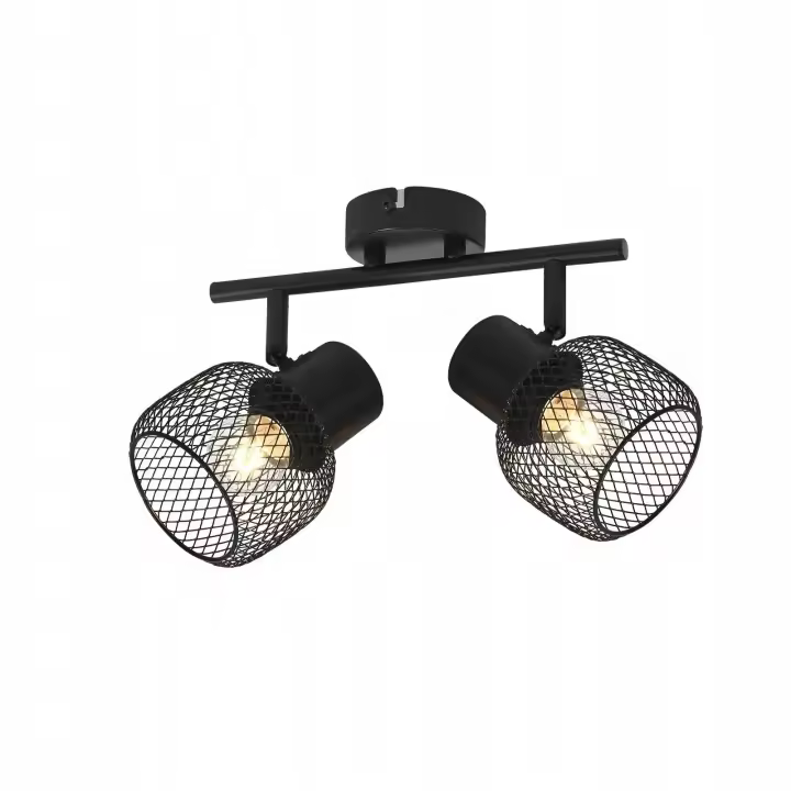 CBJKTX Plafón 2 Puntos E27 Max. 2 bombillas vintage de 25 W - 330 °   Foco interior giratorio en metal negro para pasillo cocina - 1