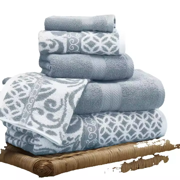 ‎ 40 x 27 x 0,5 cm Trefoil Filigranes baño, 2 Toallas de Mano y 2 paños, Algodón, Azul esterlina, Estándar - 1