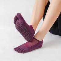 Nuevos calcetines de Yoga con punta abierta para mujer, calcetines antideslizantes de algodón para Pilates con cinco dedos, calcetines deportivos para Fitness, baile, Ballet, calcetín con superficie de malla - details 5