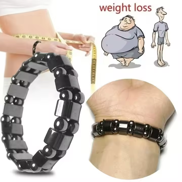 Hematita clásica con cuentas de energía, terapia magnética elástica, cuidado de la salud, pulseras para perder peso, cuidado de la salud adelgazante para hombres y mujeres - 1