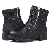 Botas cortas cálidas de otoño e invierno para mujer, botas Martin planas con cremallera lateral, botas de cuero con cordones y hebilla de cinturón - details 0
