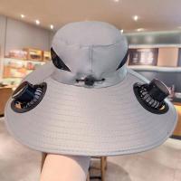 Sombrero de ventilador con panel solar, sombrero de cubo, ala ancha, protección UV, equipo deportivo al aire libre para mujeres, hombres, vacaciones en la playa, - details 9
