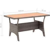 Mesa de Jardín Patio Terraza Balcón Salón Sala de Estar Muebles Mobiliario Soporte Exterior Cocina Ratán Sintético Negro 120x70x66 cm - details 12