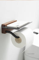 Portarrollos de papel higiénico de madera para baño, montado en la pared, para teléfono y toallas - details 2