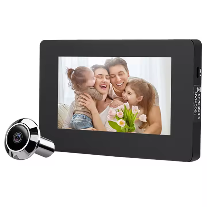 Timbre de Puerta con LCD de 4.3 Pulgadas Visora de Ojo de Gato de Píxeles 100W - 1