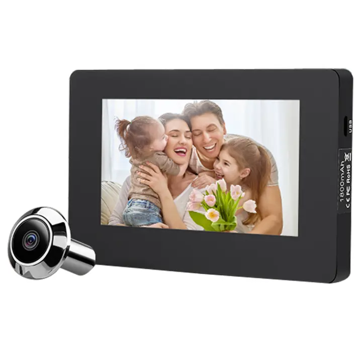 Timbre de Puerta con LCD de 4.3 Pulgadas Visora de Ojo de Gato de Píxeles 100W - 1