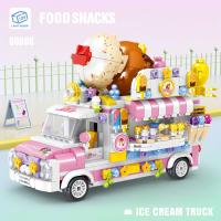 Food Ice Cream Building Blocks Truck Burger truck Bricks Mini Creative Model Puzzle Assembly Educational Toys for Girls Gifts - details 6