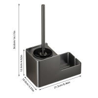 Cepillo De Inodoro Compacto Con Porta Y Mango De Aluminio Ahorro De Espacio Para Almacenamiento Limpieza Profunda Antidesbordamiento Fácil De Montar Sin Perforaciones - details 1
