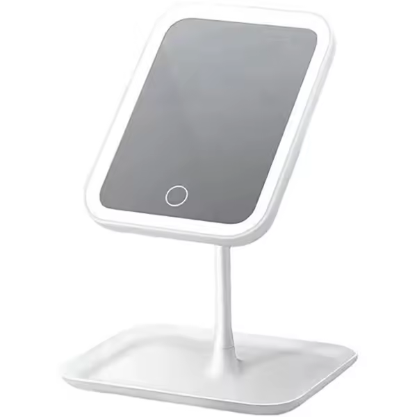 Espejo cosmético portátil con luz LED ajustable táctil, 3 colores, recargable por USB, rotación libre de 90 grados - 1