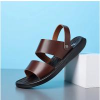 Sandalias cómodas de verano con plataforma para pie plano, sandalias de cuero con suela gruesa antideslizantes para hombre, zapatillas de fondo suave para playa al aire libre - details 17