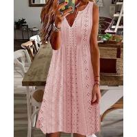 Vestido casual suelto sin mangas con cuello en V de moda para mujer, verano - details 4