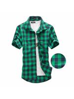 Nueva Moda de Verano 2024 Camisa A Cuadros para Hombres Estilo Rojo Y Negro Manga Corta - details 1