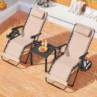 Juego de 2 Hamacas Siesta Gravedad Cero Sillas Plegables Exteriores con Brazo de Reposo y Soporte para Bebidas - details 5