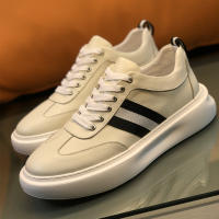Zapatos blancos de estilo británico de cuero, zapatos de plataforma con aumento para hombres - details 9