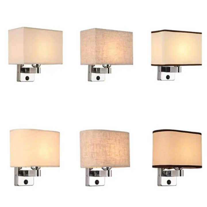Lámpara de pared Ovalada para cabecera de interior, candelabro de pared Industrial Vintage con pantalla de tela rectangular para dormitorio de lectura - 1