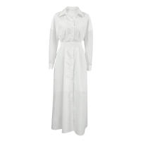 Otoño Invierno nueva camisa elegante de manga francesa ceñida a la cintura con sentido del diseño y vestido largo de moda con abertura - details 13