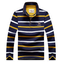 Polo de manga larga para hombre, Camiseta de algodón con bordado a rayas, informal, a la moda, novedad de primavera, 2024 - details 1
