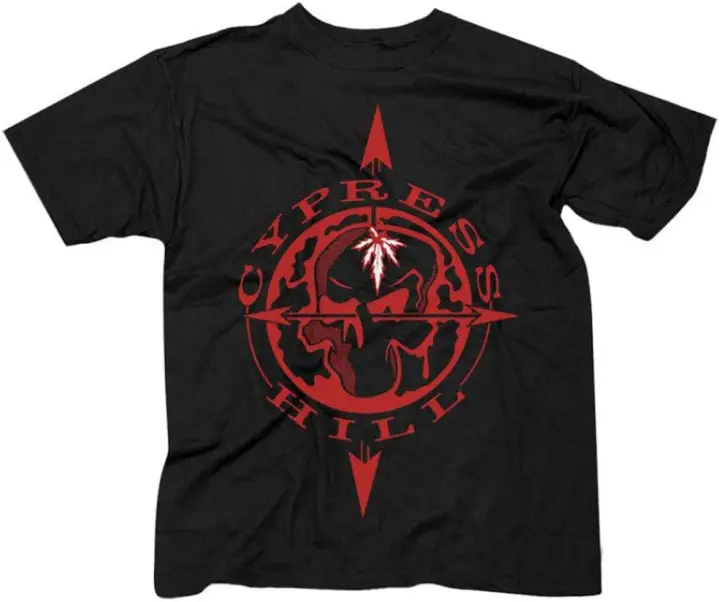 Cypress Hill-Camiseta de calavera y brújula para hombre, color negro - 1