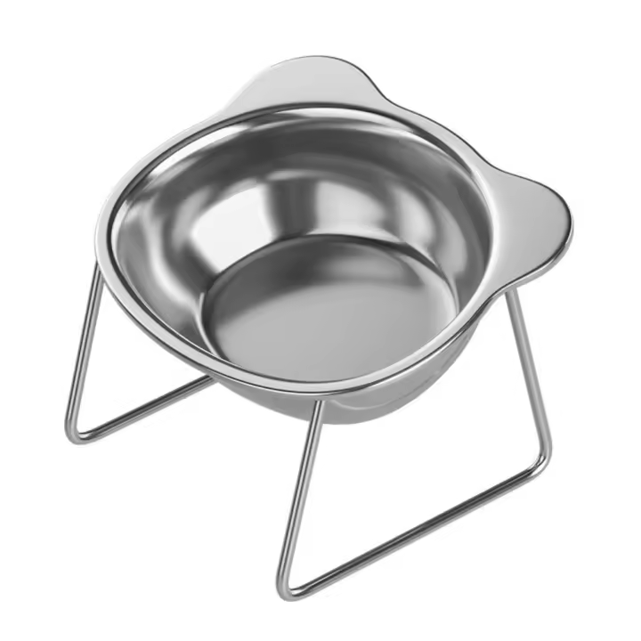 Cuenco para gatos de acero inoxidable resistente a caídas, protección Cervical con soporte, cuenco elevado para comida para gatos, antivuelco 15 ° Ángulo inclinado - 1