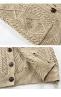 Cárdigan de punto de ganchillo para hombre, suéter grueso suelto con cuello en V, chaqueta de moda, nuevo - details 5