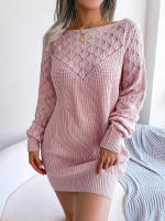 Vestido de punto con manga G para mujer, suéter calado informal, ropa sin cinturón, - details 2