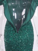 Corpiño elegante de noche con deslumbrantes lentejuelas sin hombros, faldas desmontables, vestido de fiesta largo hasta el suelo. - details 14
