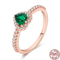 Anillo de Plata de Ley 925, anillo de corazón elevado brillante para mujer, circonita cúbica, estrella, Luna, flor, anillos y joyería de boda, regalos - details 1