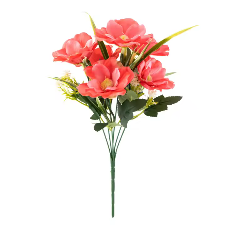 Ramo de simulación de flor de cerezo realista, flores artificiales de seda de 40cm para boda, arreglo floral de Sakura de 6 cabezas - 1