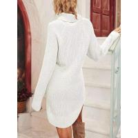 Vestido de punto elegante para mujer cuello redondo, color sólido, estilo elegante - details 11