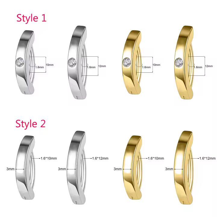 ZS-Piercing para el ombligo de Plata de Ley 925 para mujer, anillos para el vientre chapados en oro de 14K, Piercings para el cuerpo curvos inversos, 1 unidad - 1