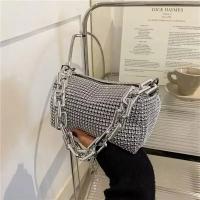 Bolso tipo cubo con diamantes de imitación de versión completa, bolso con bola de cadena brillante, mini bolso cruzado para mujer - details 9