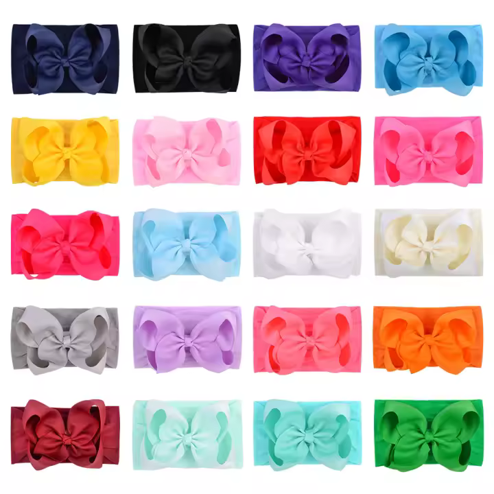 Diademas Suaves Para Bebés Con Lazo De 4.5 Pulgadas Accesorios De Cabello Para Niñas Recién Nacidas Pack De 6/20PCS - 1