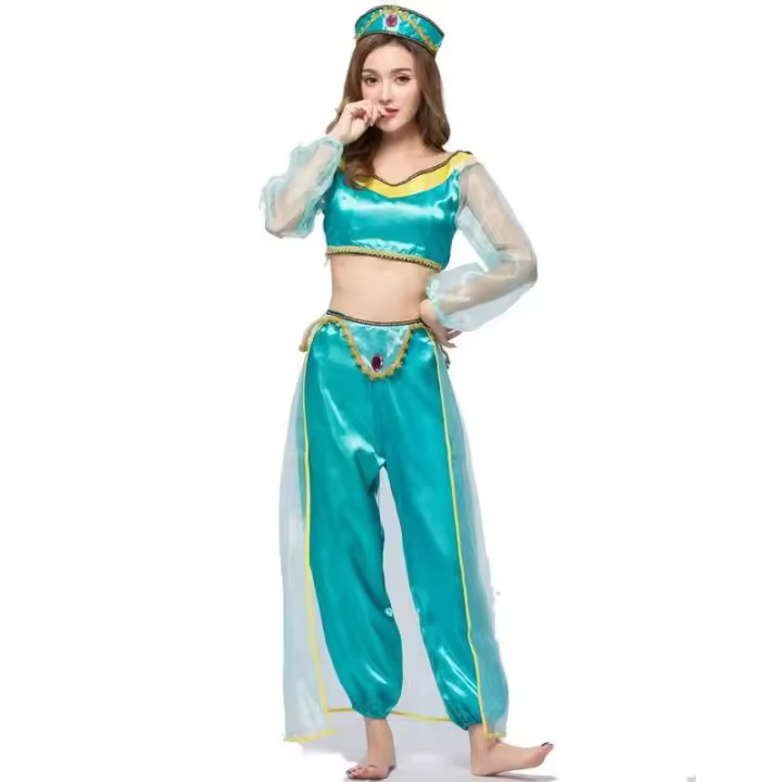 Vestido de princesa Jasmine con linterna de Aladino, uniforme de juego COS, disfraz de Halloween, disfraz de juego de rol - 1