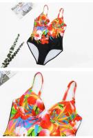 Trajes de baño de una pieza con estampado floral para mujer, traje de baño cerrado de talla grande, con elevador, para piscina y playa - details 12