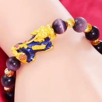 Pulsera de cobre puro que cambia de Color Pixiu Feng Shui, regalo de piedra de ojo de gato para hombre y mujer, amuleto de buena suerte, joyería - details 2