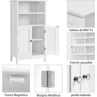 Armario de Baño de Madera Organizador de Almacenamiento con Estante 50x30x92,5cm - details 6