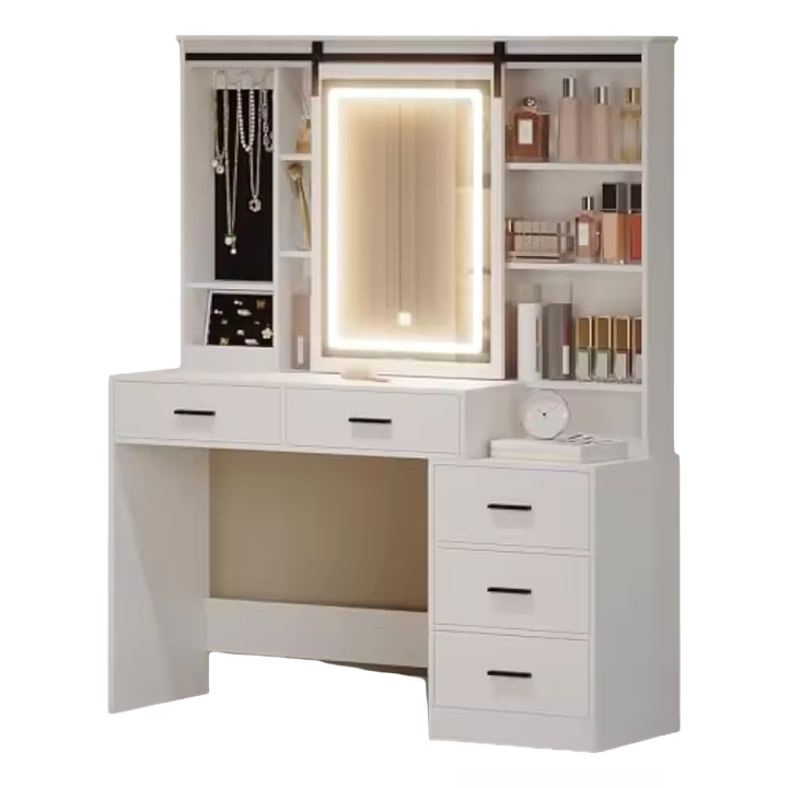 LED Ajustables, Espejo Grande Extraíble 5 Cajones - 1