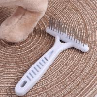 Cepillo de rastrillo suave para novio de gato, peine de rastrillo para perro de doble fila, peine de fila de agujas para perro blanco de acero inoxidable, cepillo de limpieza para perro - details 1
