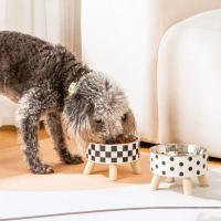 Cuenco de acero inoxidable antiasfixia para gatos, comedero antideslizante con soporte, cuenco elevado para gatos, rejilla/punto de onda, alimentador para perros de pie alto - details 4