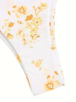 Bikini de Dos Piezas con Patrón Floral en Triángulo Escote en V Lazo en la Espalda y Corte Alto Sin Espalda para Mujeres Moda - details 3