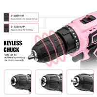 HILDA-destornillador eléctrico inalámbrico de litio, taladro de mano perforado, 12V, color rosa - details 2