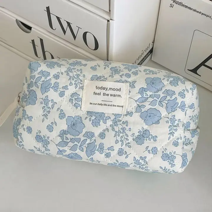 Bolso de maquillaje vintage floral con cremallera para mujer, organizador de viaje para cosméticos, bolso de mano con cierre de cremallera. - 1