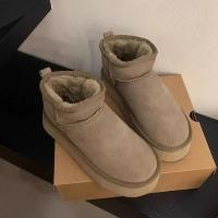 Botas cálidas de piel y lana natural para mujer, pantalones cortos de forro polar de diseñador, invierno, 2025 - details 4