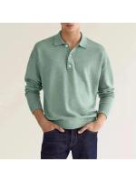 Botones de cuello en V de manga larga de otoño, polo superior casual para hombre. - details 7
