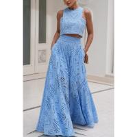 Nuevo traje de mujer, top sin mangas + falda larga conjunto, vacaciones casuales sueltas de dos piezas femenina - details 21
