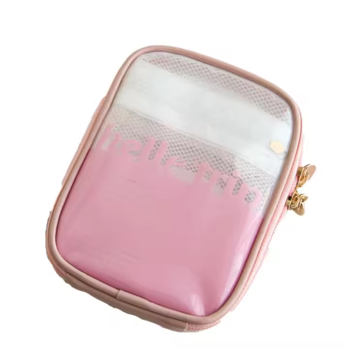 Mini bolsa de maquillaje creativa Preppy, bolso de mano transparente para almacenamiento de artículos de tocador, monedero impermeable a la moda para mujer - 1