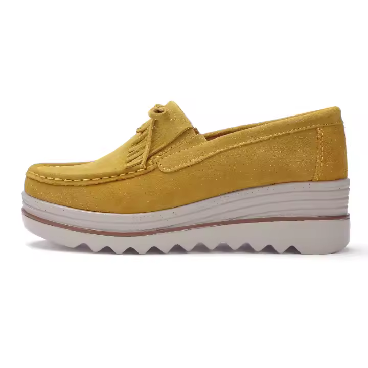 Mocasines de cuero de moda para mujer Slip Ons transpirables casuales sin cordones zapatos mocasines de plataforma - 1