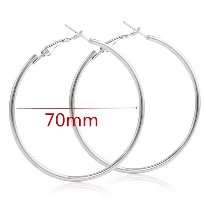40-80mm Exaggerated Big Smooth Circle Hoop Earrings  for Women Aros Simple Round Loop Ear Wedding Jewelry Brincos Cool Gift - 1