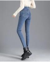 Jeans Estilosos de Cintura Alta y Elástica Pantalones de Lápiz de Moda para Mujeres con Botón - details 16